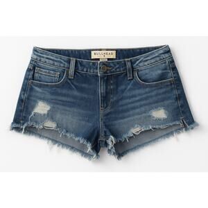 Bullhead Slouchy Jean Shorts Size 9 Frayed Hem Distressed Cutoff High Rise Denim